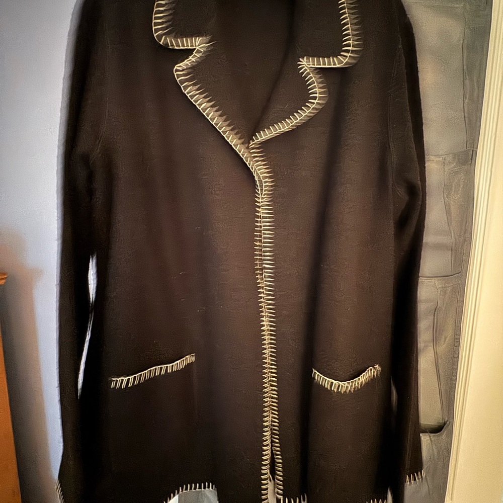 Austin Reed Black cardigan with white Stitching